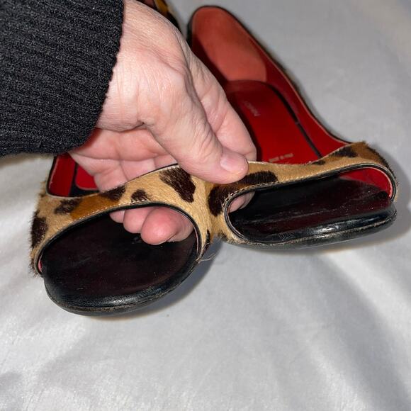 St. John Leopard Print Open Toe Heels - Size 39 - Leather &‎ Calf Hair - Picture 5 of 16